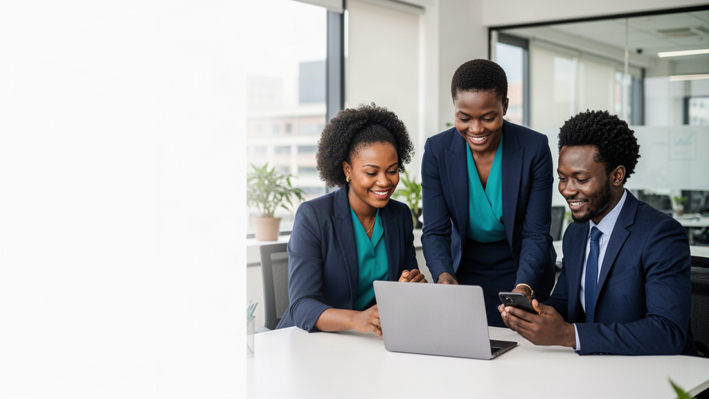 Employees collaborating in a modern workplace